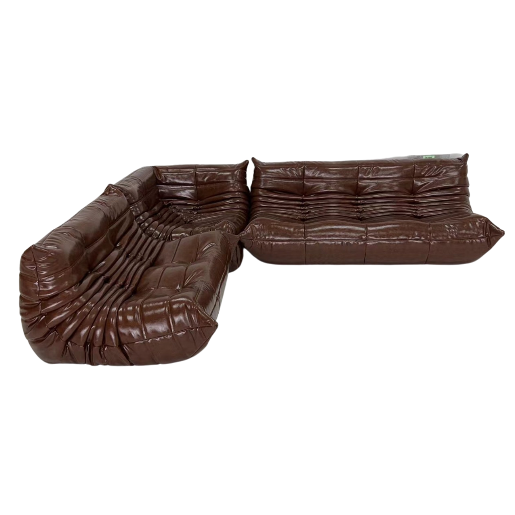 Togo Sofa Set of 3 (Leather) - Chocolate - Homio Decor