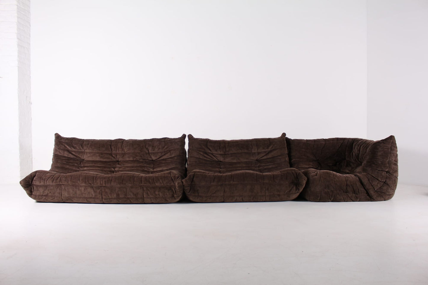Togo Sofa Set of 3 (Suede) - Dark Chocolate - Homio Decor