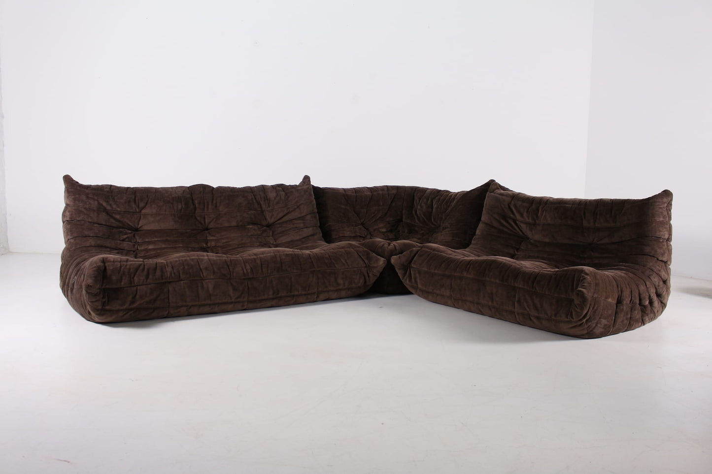 Togo Sofa Set of 3 (Suede) - Dark Chocolate - Homio Decor