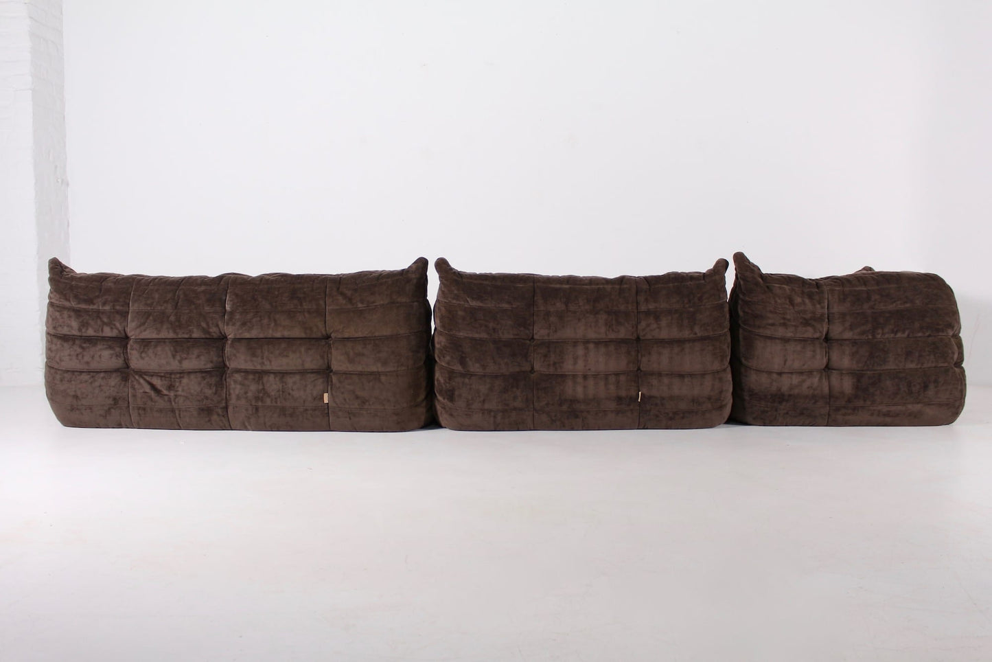 Togo Sofa Set of 3 (Suede) - Dark Chocolate - Homio Decor