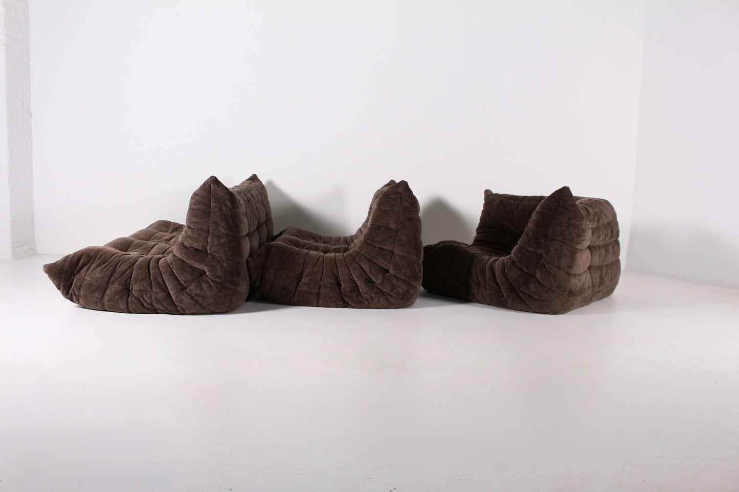 Togo Sofa Set of 3 (Suede) - Dark Chocolate - Homio Decor