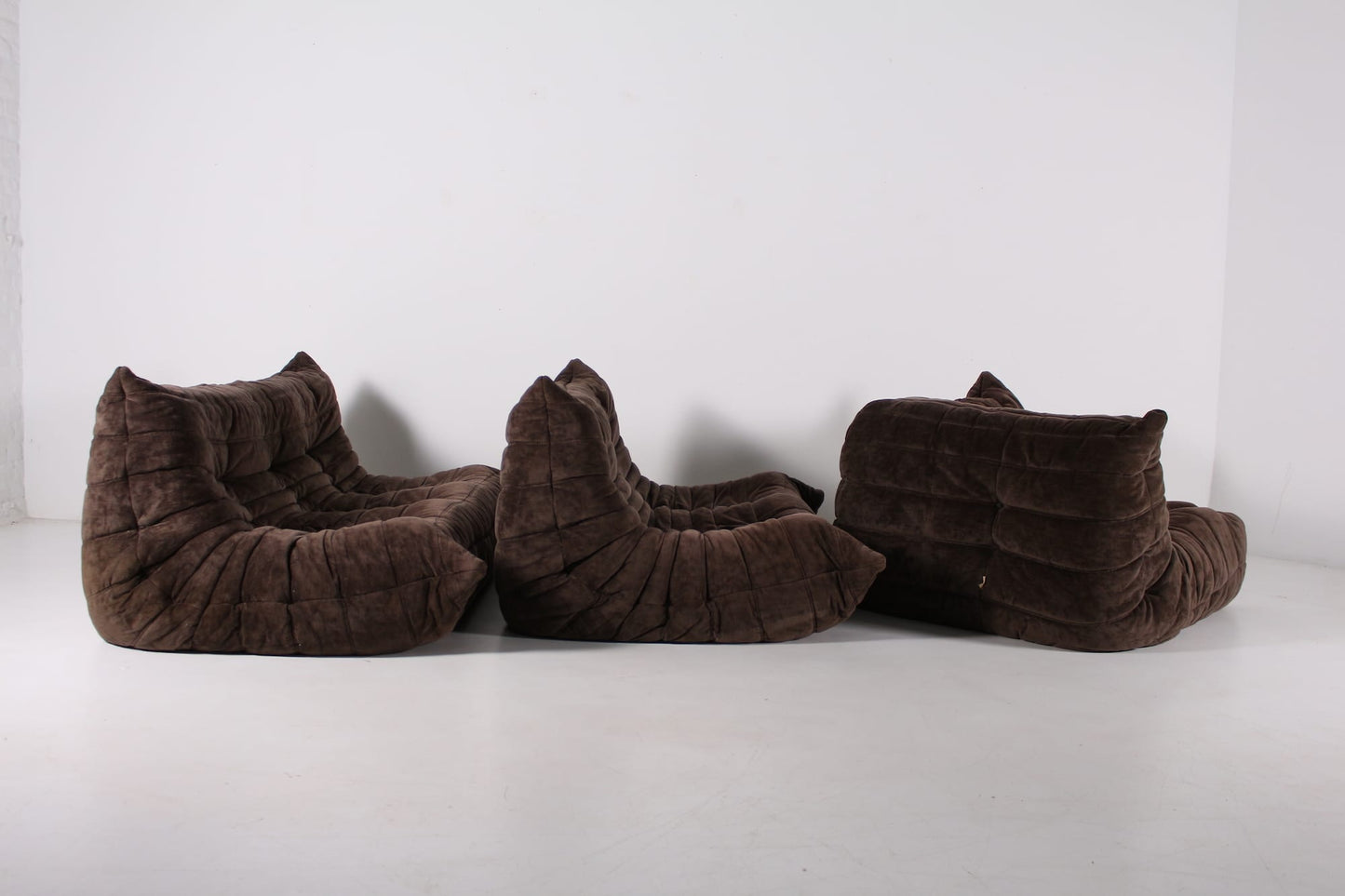 Togo Sofa Set of 3 (Suede) - Dark Chocolate - Homio Decor