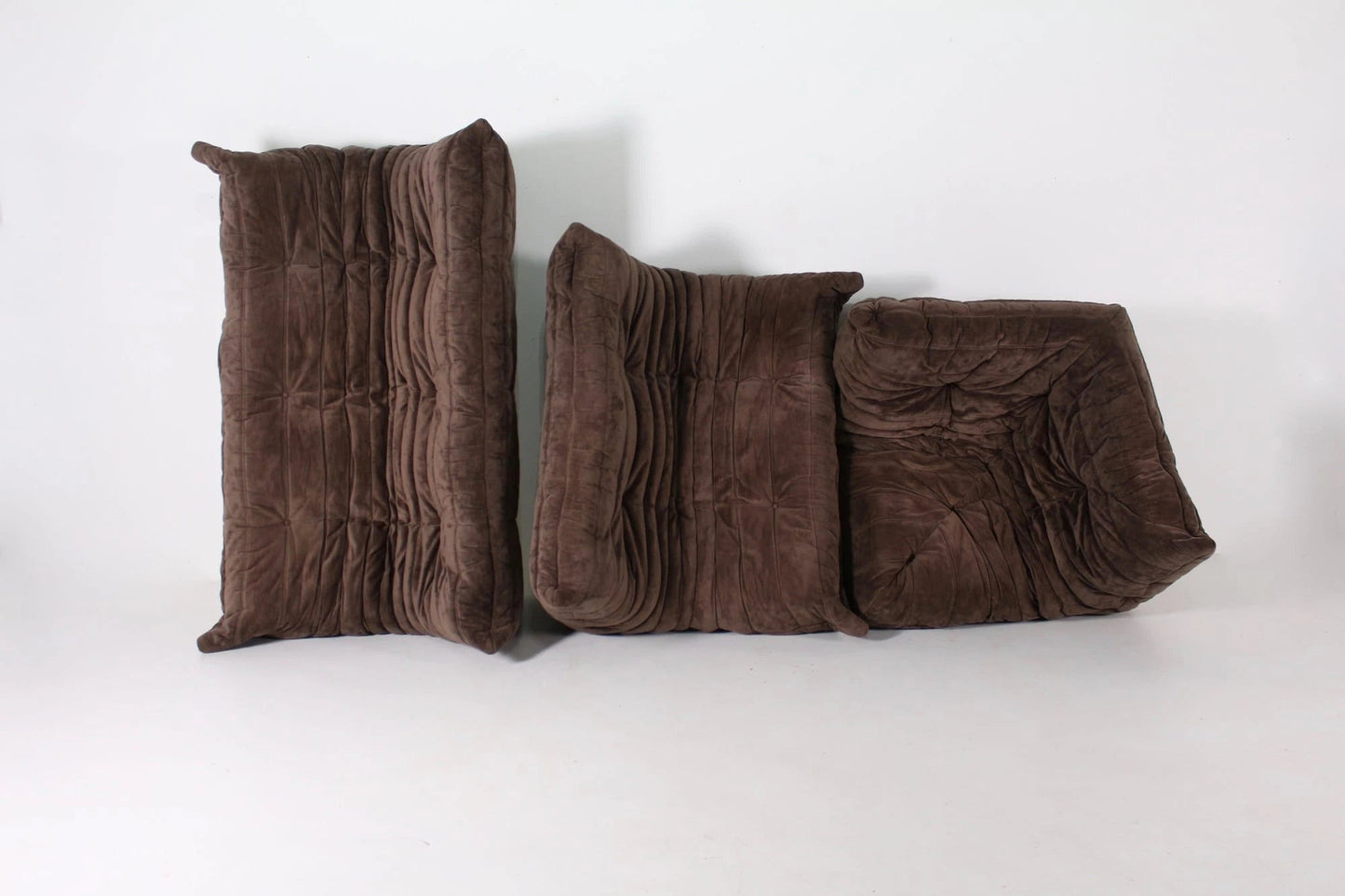 Togo Sofa Set of 3 (Suede) - Dark Chocolate - Homio Decor