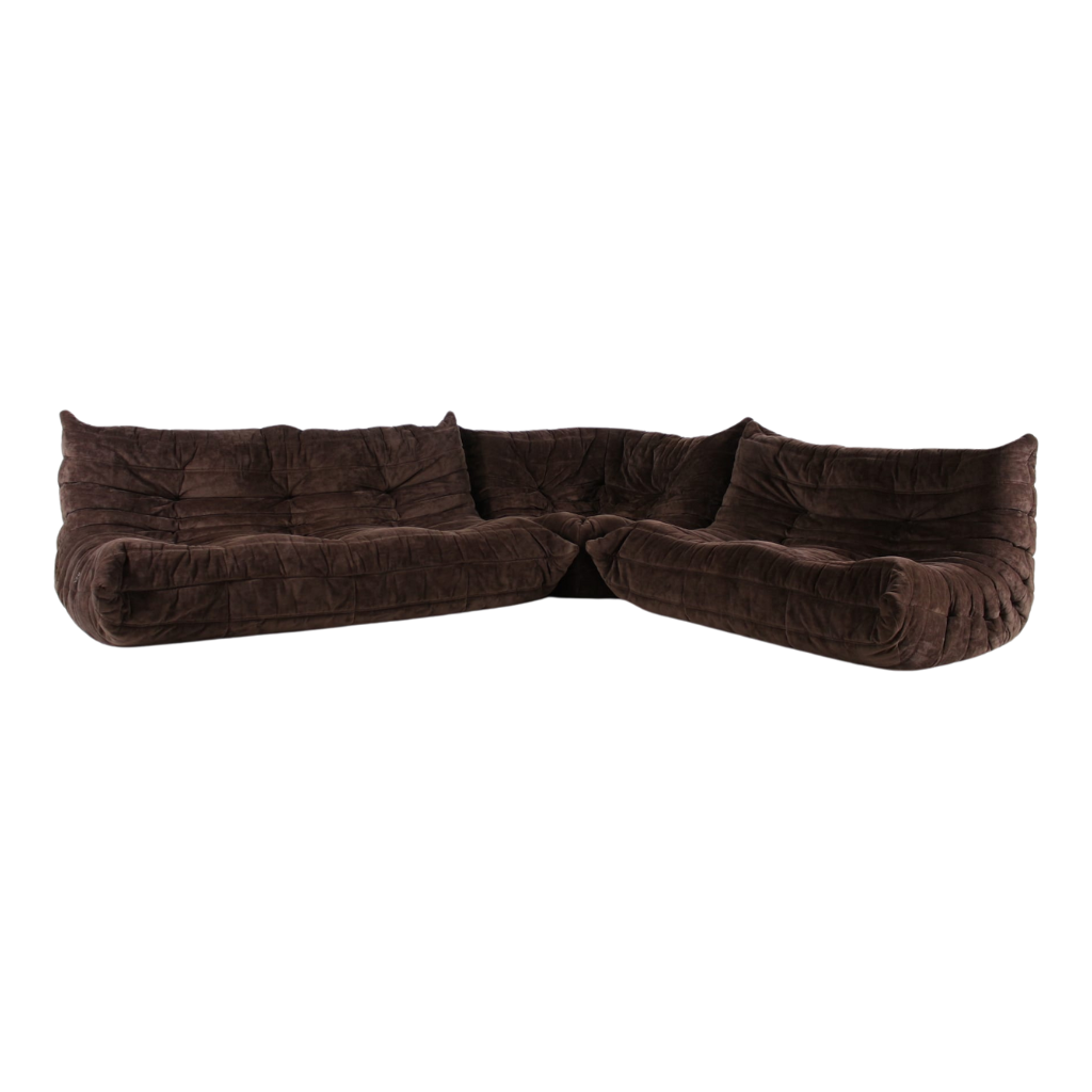 Togo Sofa Set of 3 (Suede) - Dark Chocolate - Homio Decor