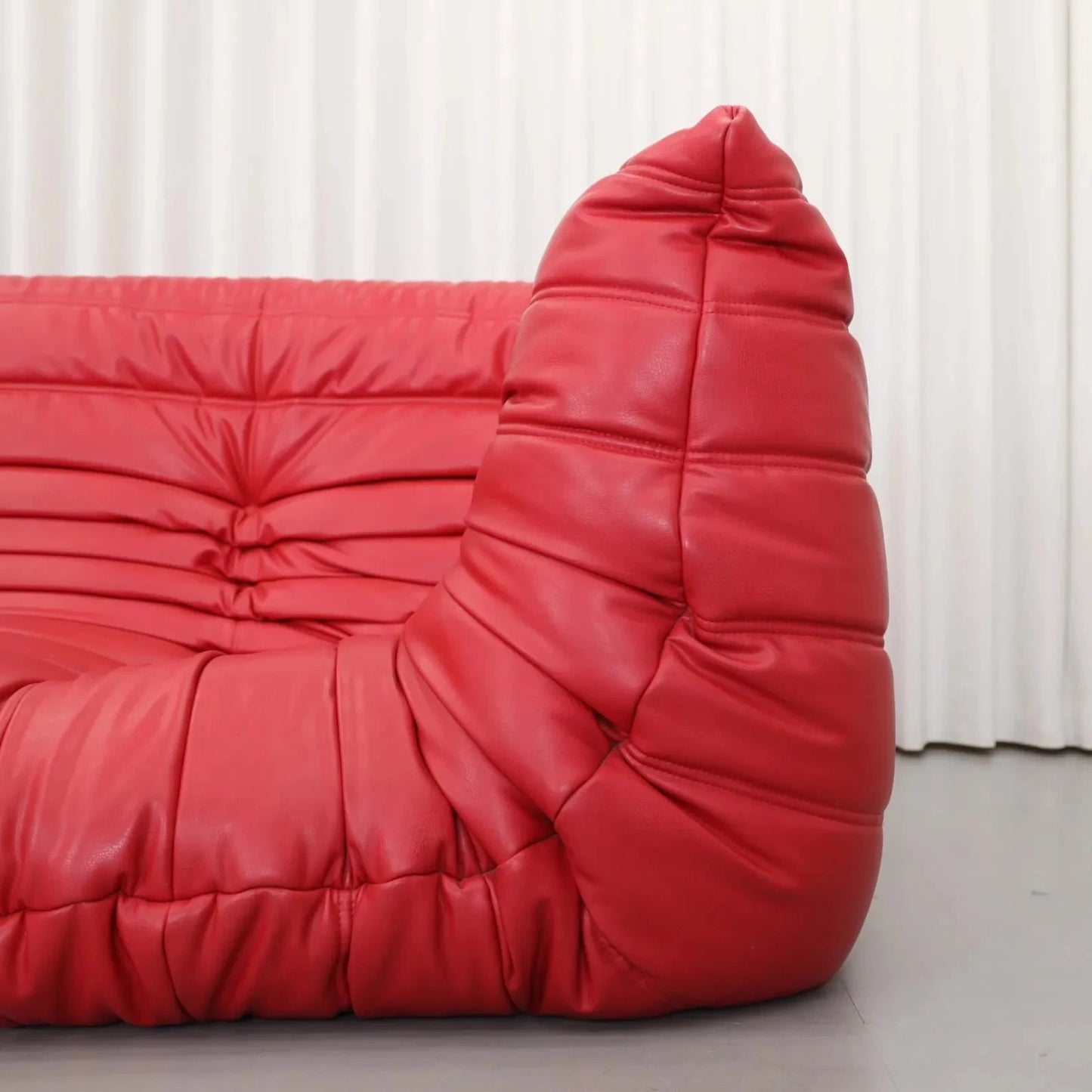Homio Decor Togo Sofa with Armrests - Red Leather
