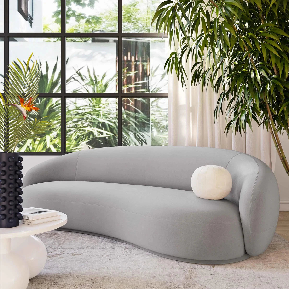 Homio Decor Velvet Curved Sofa (89 inch)