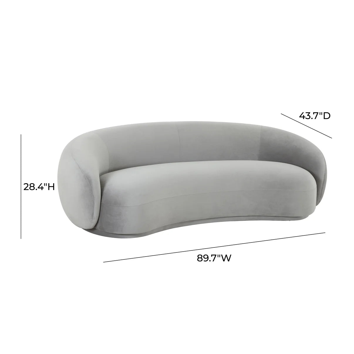 Homio Decor Velvet Curved Sofa (89 inch)