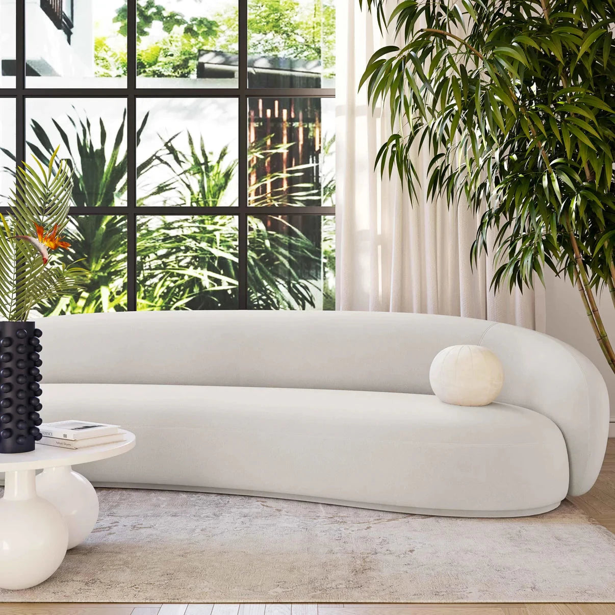 Homio Decor Velvet Curved Sofa