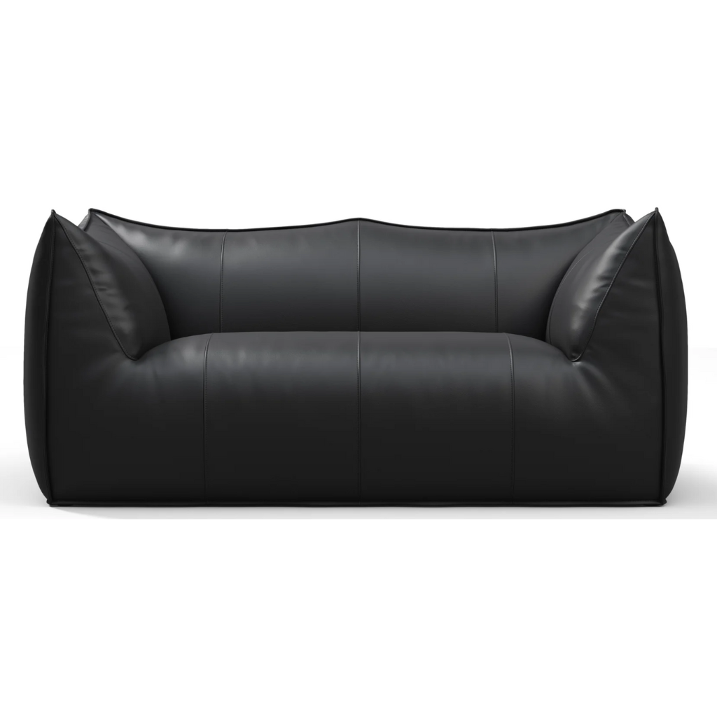 Homio Decor Vintage Black Vegan Leather Bambino Sofa - Aniline Leather