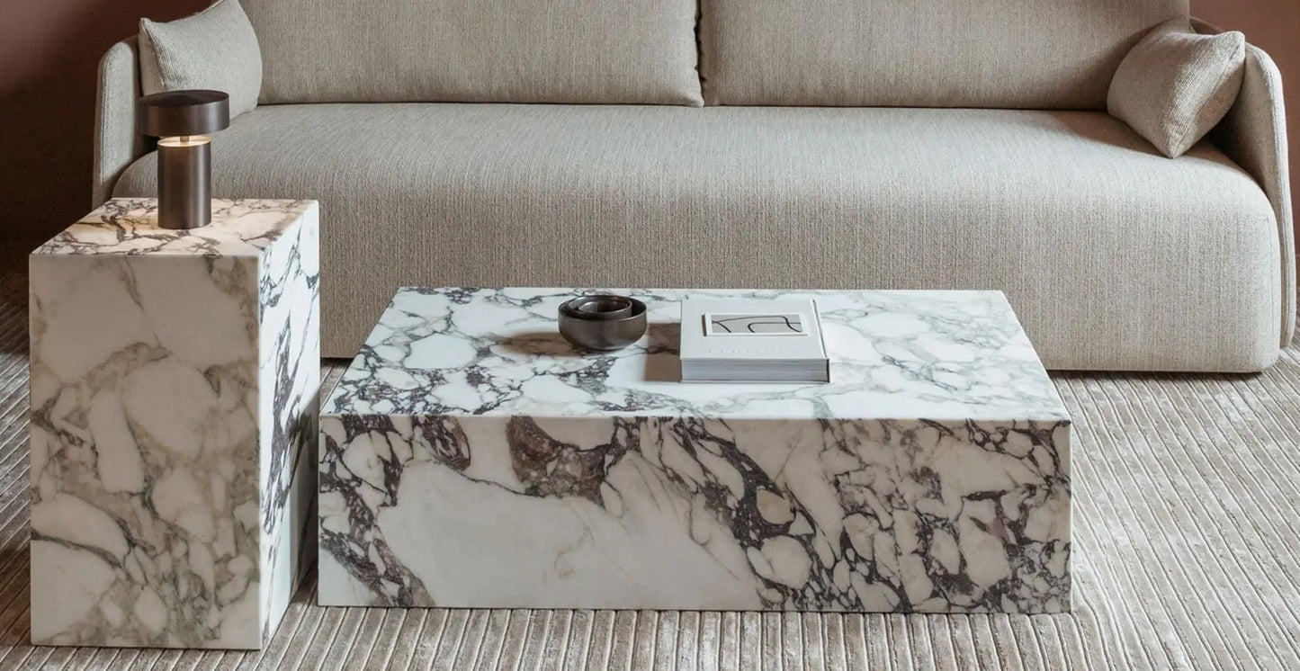 Homio Decor W 56" x D 31.5" x H 15.7" Italian Marble Block Coffee Table