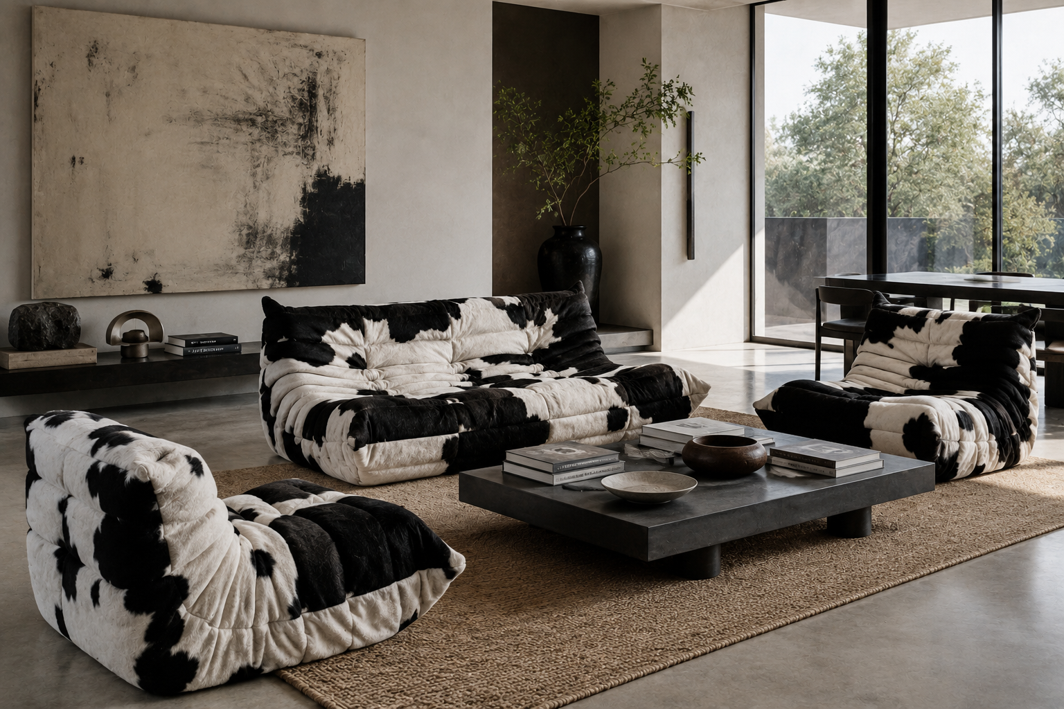 togo sofa set in pony skin