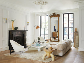 Wabi-Sabi living room featuring natural wood furniture, minimalist decor, and neutral tones.
