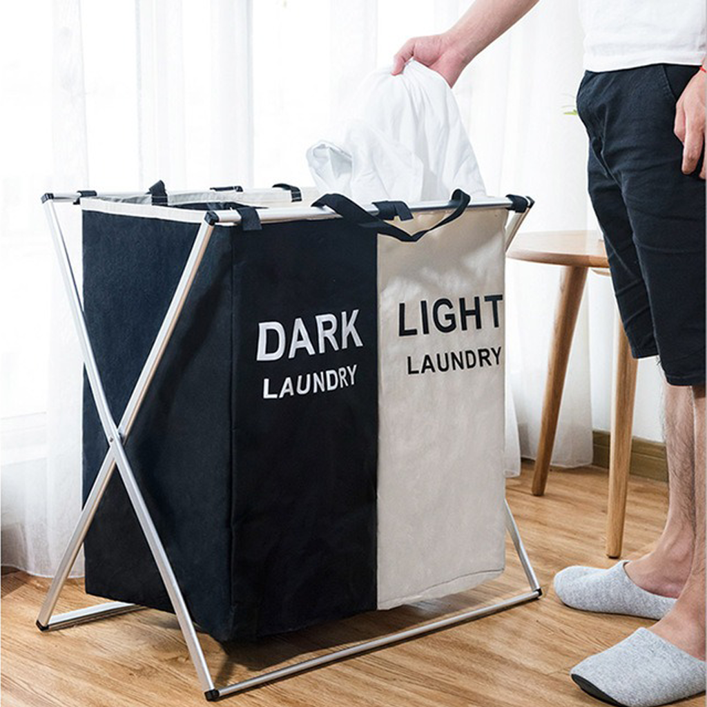 Homio Decor 2 Grid Dark and Light Laundry Basket