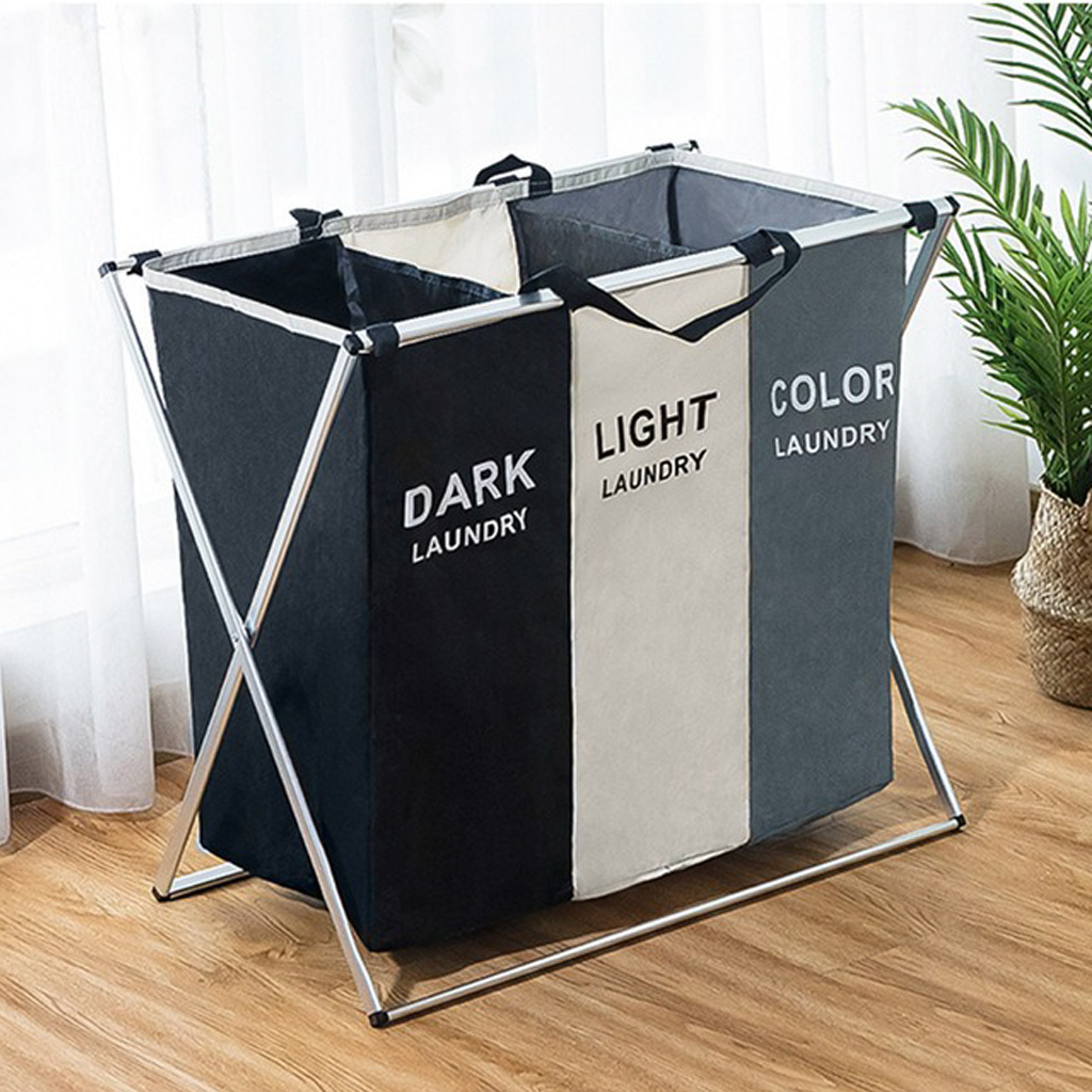 Homio Decor 3 Grid Dark and Light Laundry Basket