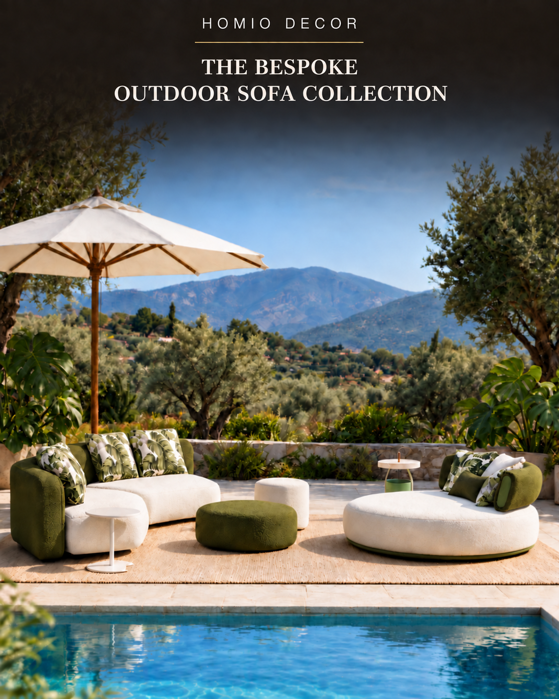 Sculptural outdoor sofas and modular seating for terraces, gardens and hospitality spaces.