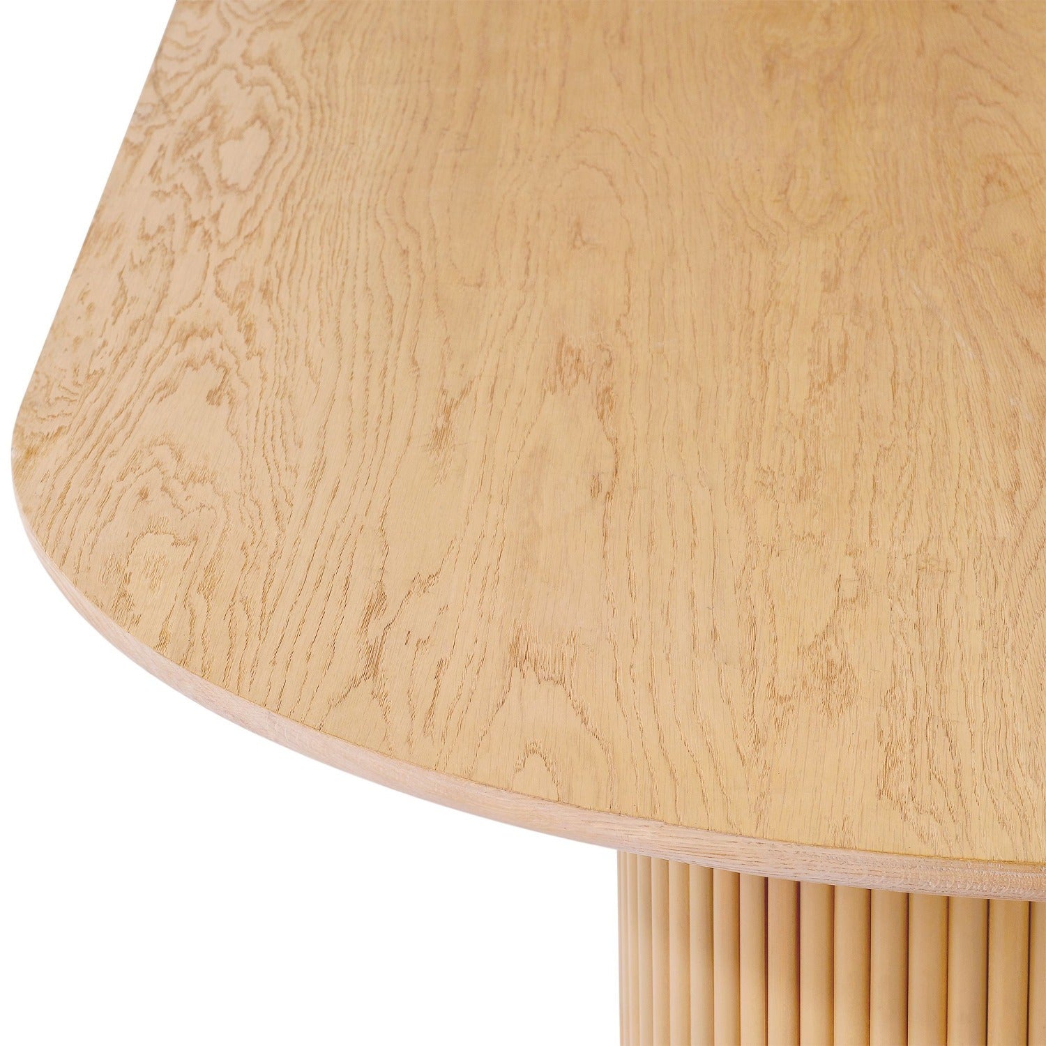 Close-up of a oak wooden table with a white background