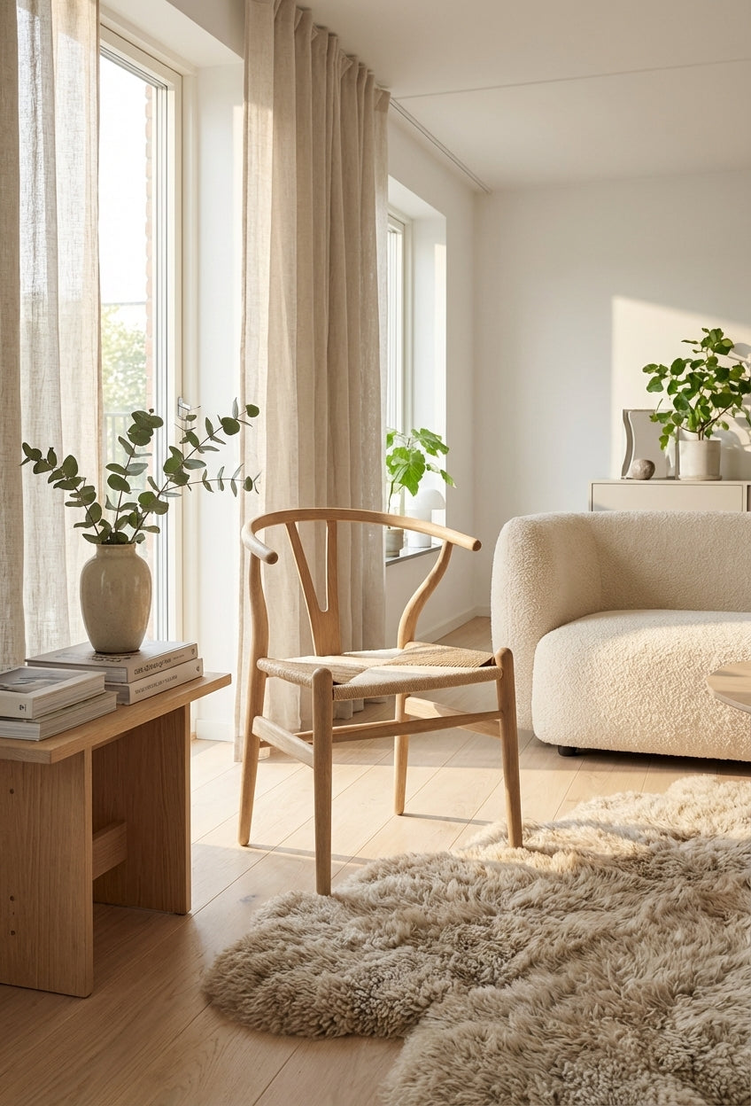 Custom-made furniture in a warm Wabi-Sabi inspired interior