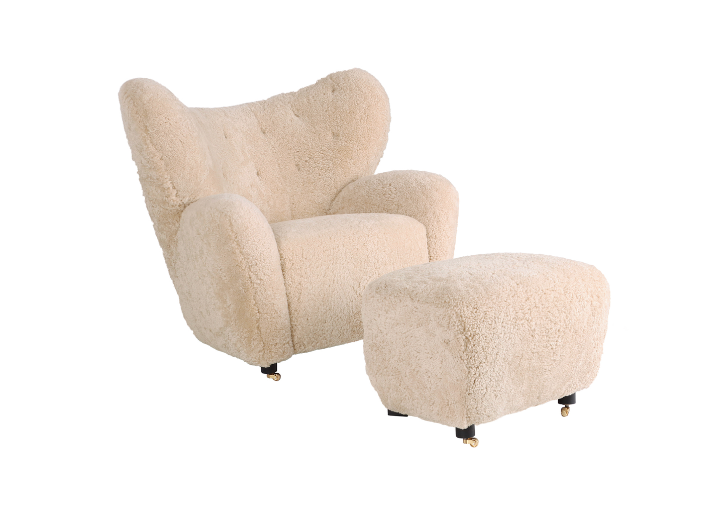 Homio Decor Almond Beige / Add Ottoman Little Petra Armchair (Shearling)