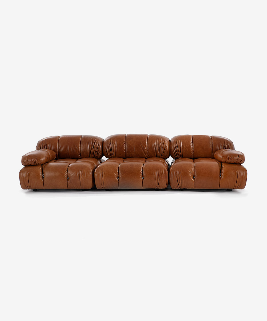 Homio Decor Antique Brown Leather Camaleonda Leather Sofa (Set of 3)