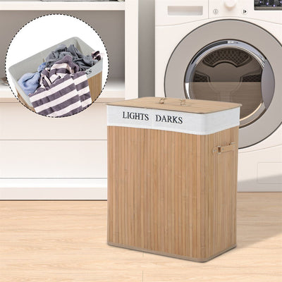 Homio Decor Bathroom Bamboo Laundry Basket with Lid