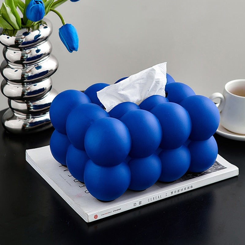 Homio Decor Bathroom Blue Bubble Ball Tissue Box