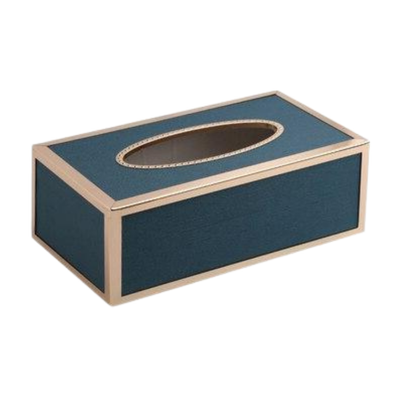 Homio Decor Bathroom Blue Gold Metal Frame Tissue Box