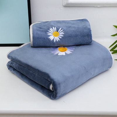 Homio Decor Bathroom Floral / Blue Coral Fleece Towel Set