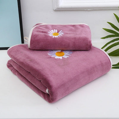 Homio Decor Bathroom Floral / Purple Coral Fleece Towel Set