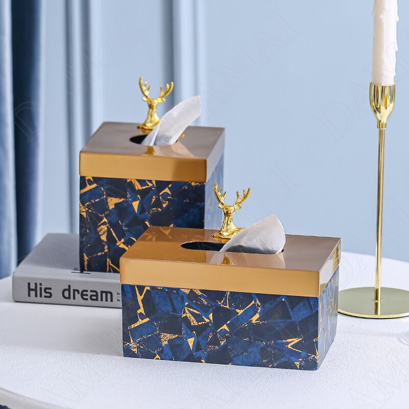 Homio Decor Bathroom Golden Deer Decorative Tissue Box