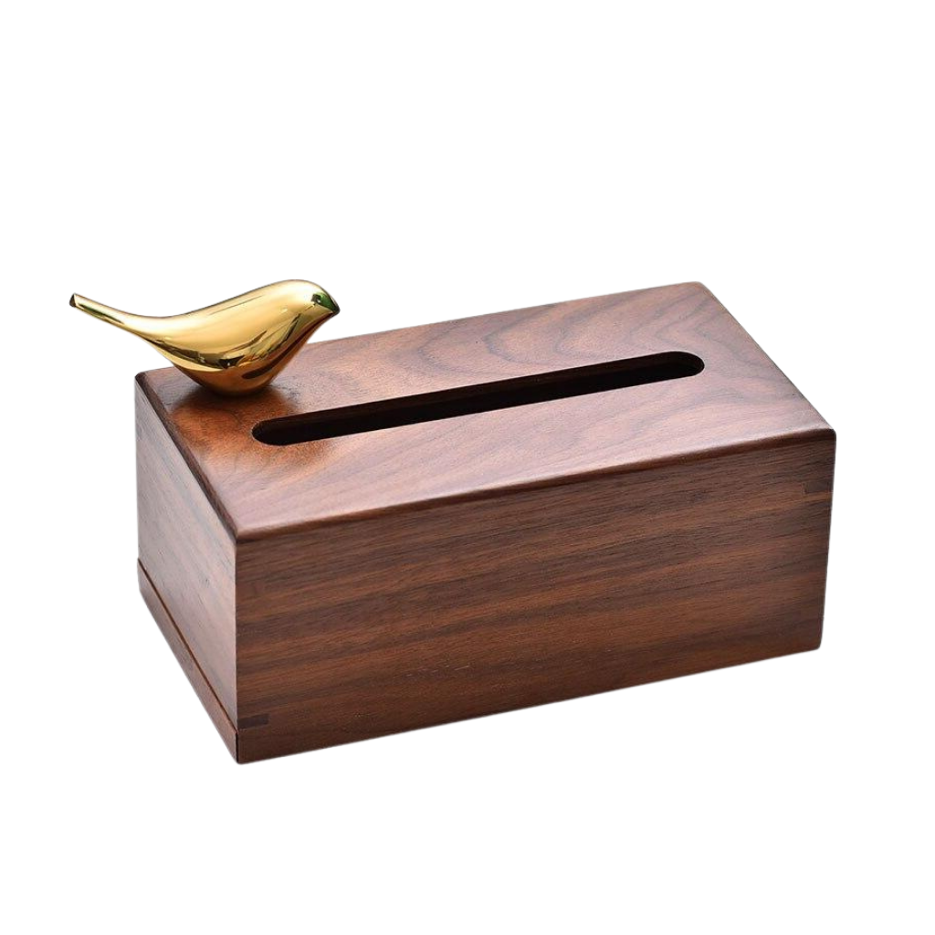 Homio Decor Bathroom Large Walnut Wood Tissue Box