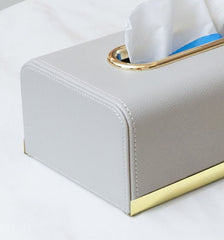 Homio Decor Bathroom Light Grey Leather Tissue Box
