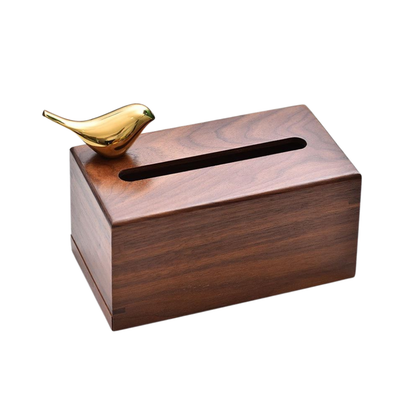 Homio Decor Bathroom Medium Walnut Wood Tissue Box