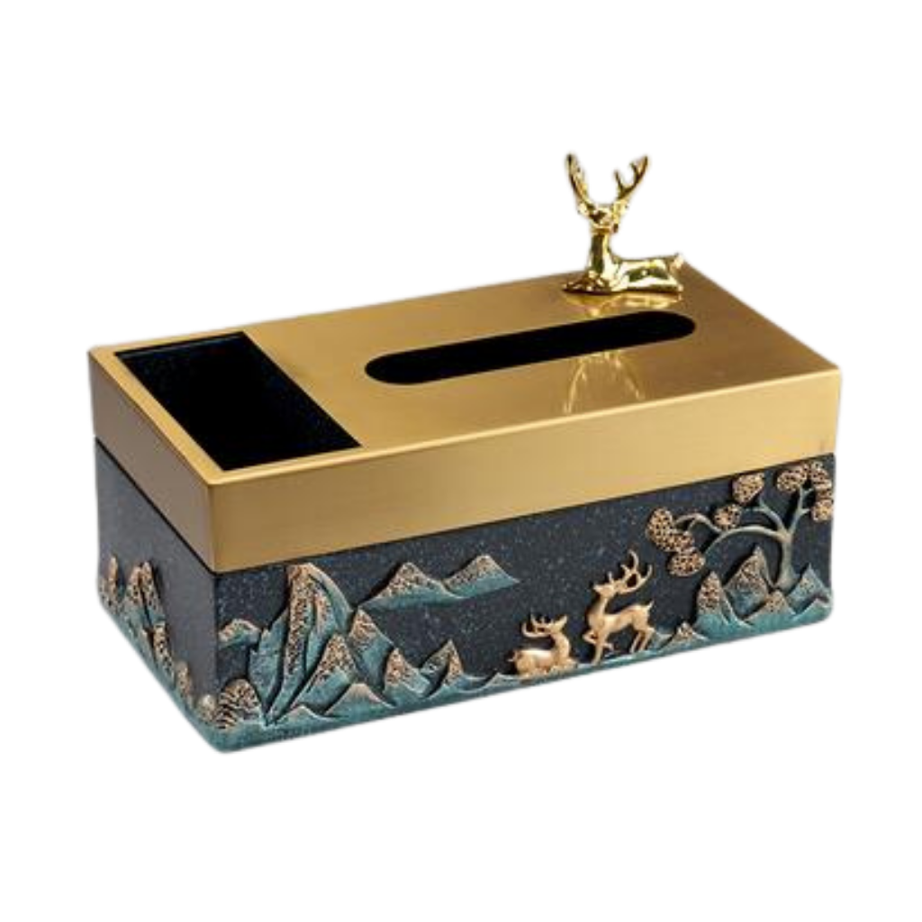 Homio Decor Bathroom Model 3 / Black Luxury Resin Tissue Box