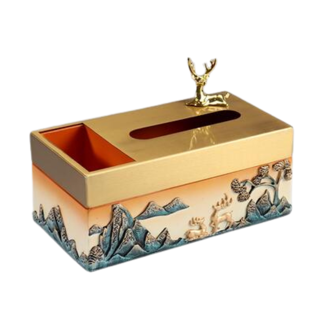 Homio Decor Bathroom Model 3 / Coral Luxury Resin Tissue Box