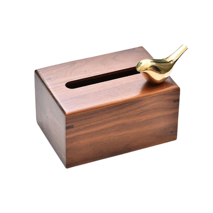 Homio Decor Bathroom Small Walnut Wood Tissue Box