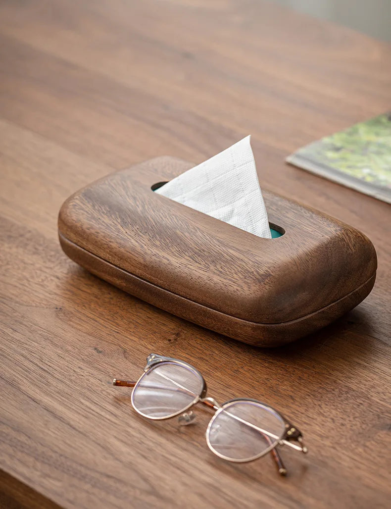 Homio Decor Bathroom Walnut Wood Tissue Box