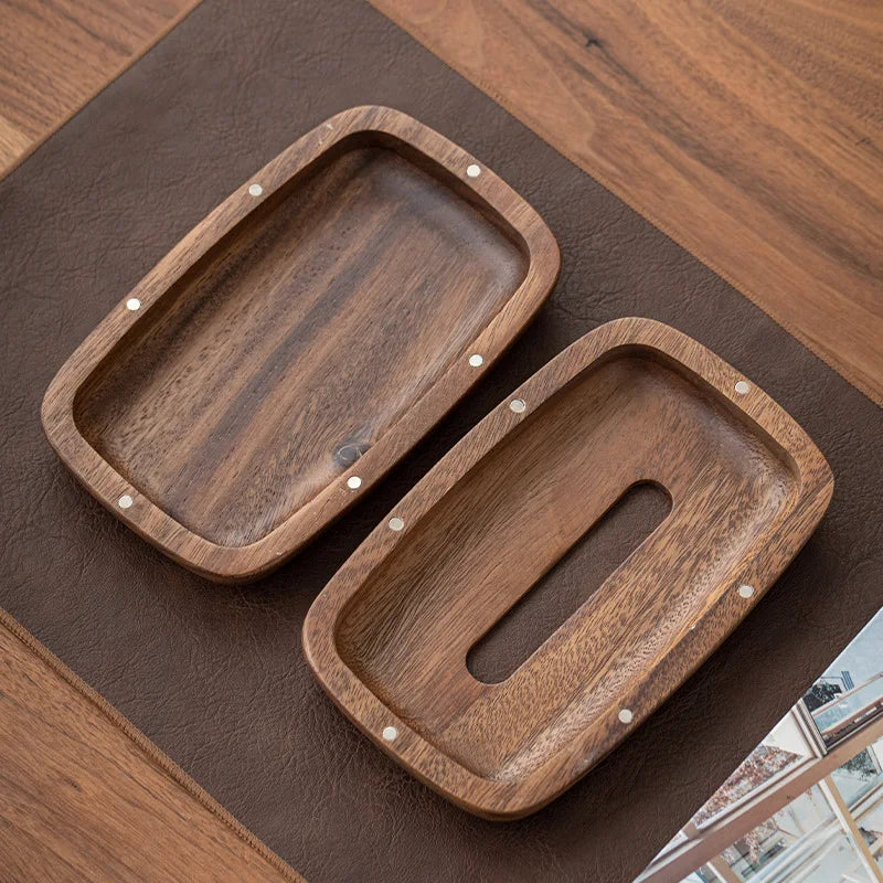 Homio Decor Bathroom Walnut Wood Tissue Box