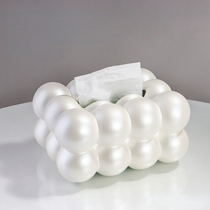 Homio Decor Bathroom White Bubble Ball Tissue Box