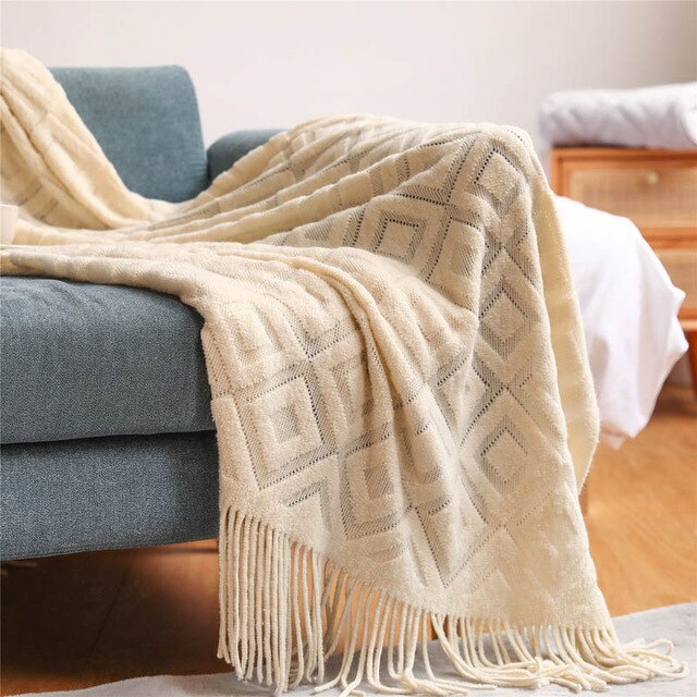 Homio Decor Bedroom Beige / 127x220cm Nordic Knitted Blanket