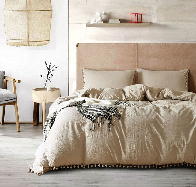 Homio Decor Bedroom Beige / 170x230cm Solid Color Quilt Bedding Set