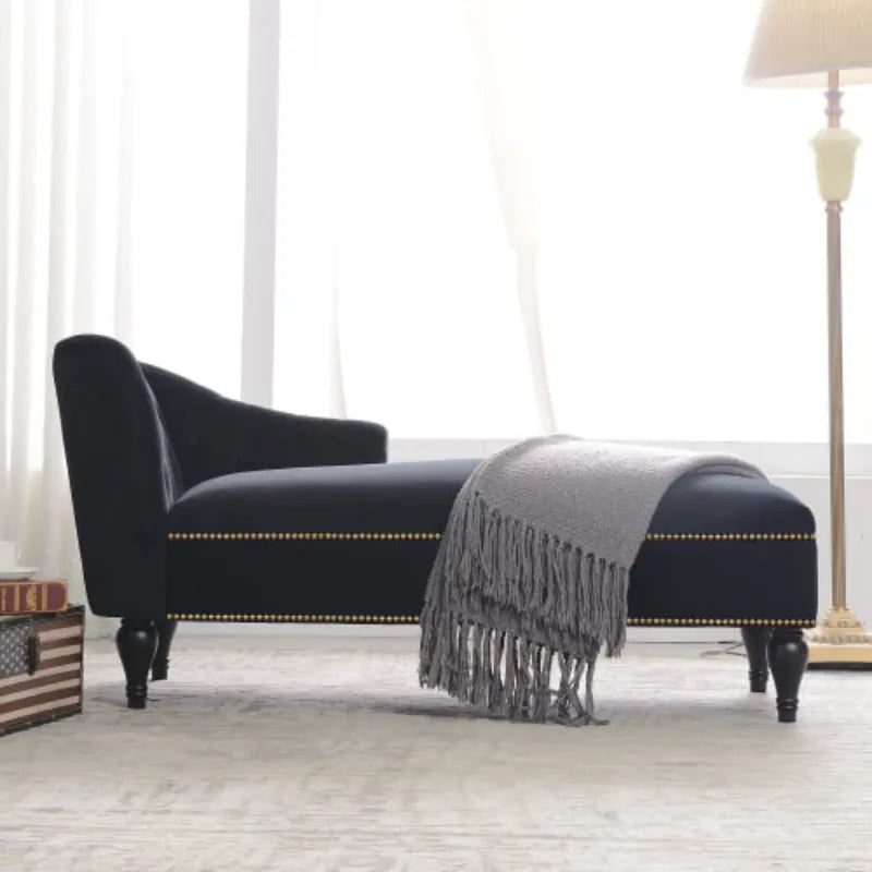 Homio Decor Bedroom Black / United States Right Arm Victorian Velvet Chaise Lounge