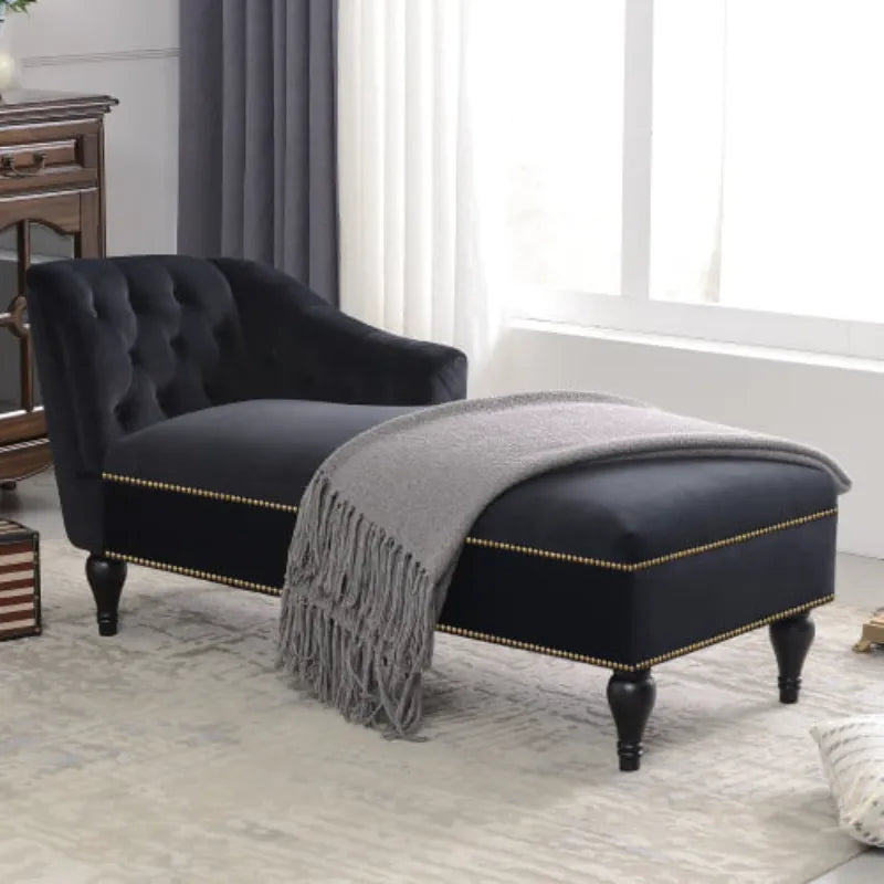 Homio Decor Bedroom Black / United States Right Arm Victorian Velvet Chaise Lounge