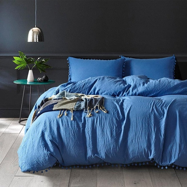 Homio Decor Bedroom Blue / 230x230cm Solid Color Quilt Bedding Set