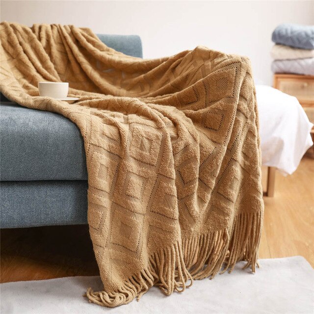 Homio Decor Bedroom Brown / 127x170cm Nordic Knitted Blanket