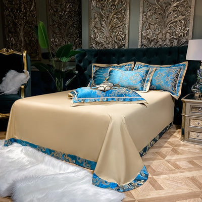 Homio Decor Bedroom Gem Blue Luxury Satin Bedding Set