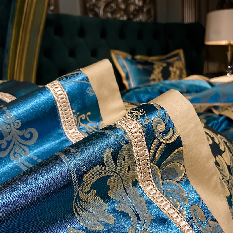 Homio Decor Bedroom Gem Blue Luxury Satin Bedding Set