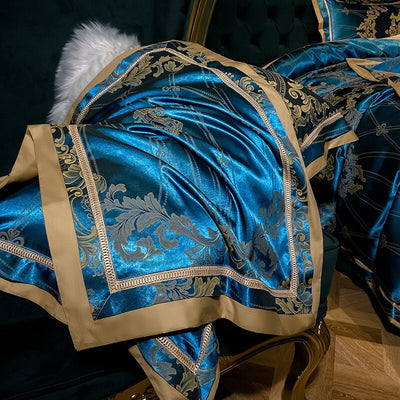 Homio Decor Bedroom Gem Blue Luxury Satin Bedding Set