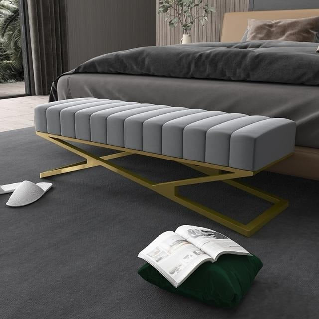 Homio Decor Bedroom Gray / 100cm Luxury Golden Base Hallway Bench