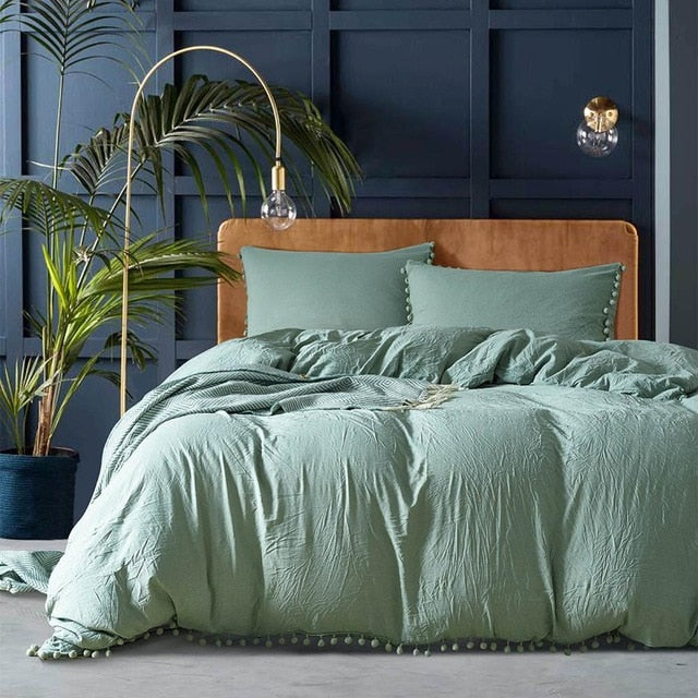 Homio Decor Bedroom Green / 170x230cm Solid Color Quilt Bedding Set