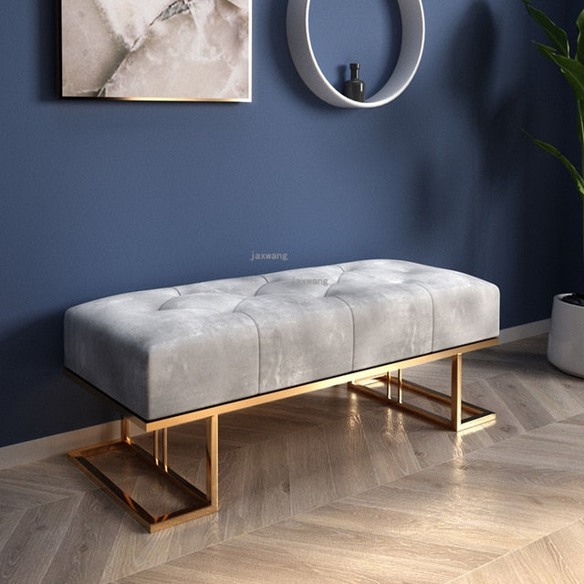 Homio Decor Bedroom Grey / 80cm Golden Frame Velvet Bench
